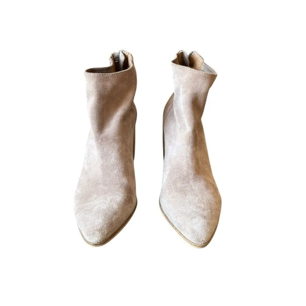 Steve Madden Jillian Ankle Boots Womens Size 9 Taupe Suede Leather Back Zip